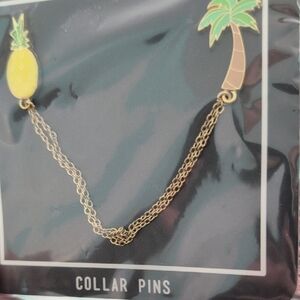 Tropical Pineapple and Palm Tree Collar Pins